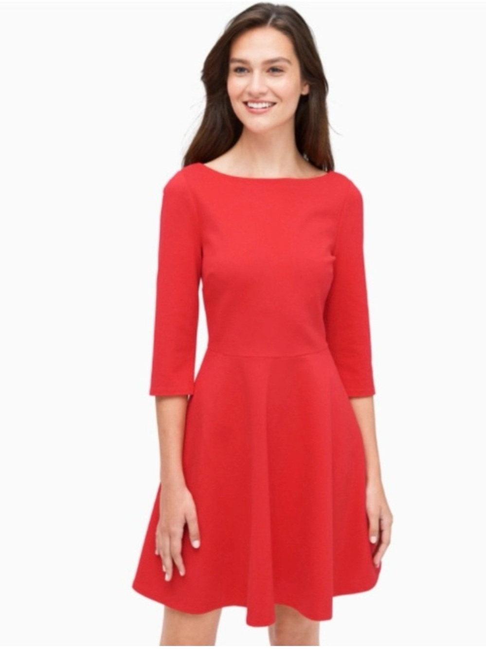 Kate Spade Boat Neck Ponte Dress-Digital Red